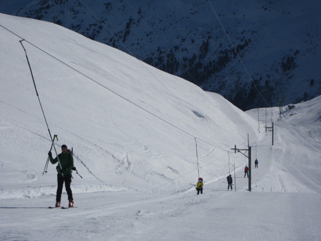 Herbert, Anabel und Wolfgang im T&eacute;l&eacute;ski Les Fontanesses I (21. M&auml;rz)
