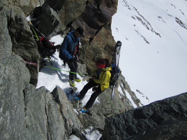 Wolfgang und Anabel am Col Nord des Portons, 3.366 m (22. M&auml;rz)