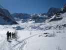 Herbert, Rudolf, Anabel und Wolfgang zwischen Obere Stafelalp und Zmuttgletscher (19. März)