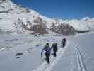 Wolfgang, Rudolf, Anabel und Herbert am Zmuttgletscher (19. März)