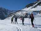 Wolfgang, Rudolf, Anabel und Herbert am Zmuttgletscher (19. März)