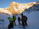 Rudolf, Wolfgang, Birgit und Anabel zwischen Schönbielhütte und Zmuttgletscher (20. März)