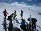 Erich, Birgit, Rudolf, Herbert, Anabel und Wolfgang zwischen Col de la Tete Blanche und Tete Blanche (20. März)