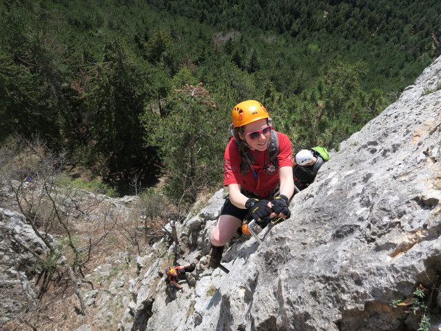 Wildenauer-Klettersteig: Hannelore in der Schlüsselstelle