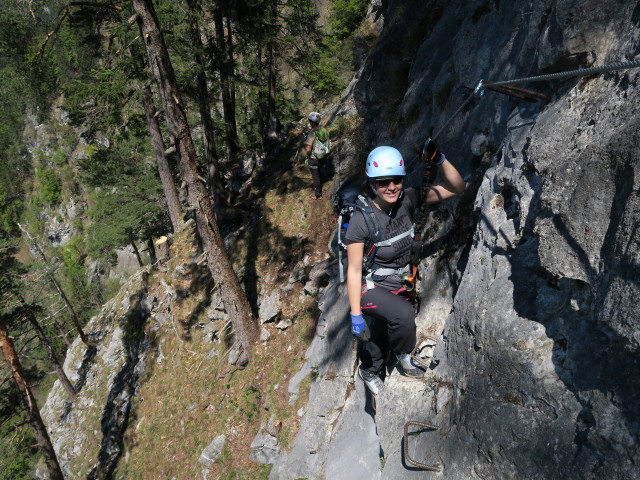 Klettersteig 'Wasserfall St. Anton im Montafon': Marisa in der Ausstiegswand