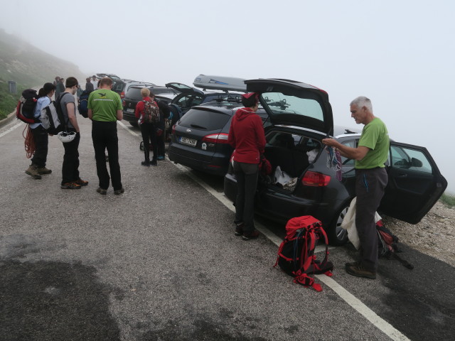 Ulrike, Erich, Helmut, Edith, Irene, Petra und Josef beim Rifugio Auronzo