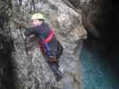 Klabauter-Klettersteig: Ulrike beim ersten Wasserfall