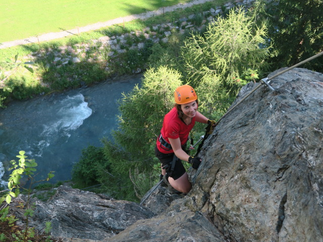 Klettersteig 'Burg Heinfels': Hannelore in der Schlusswand