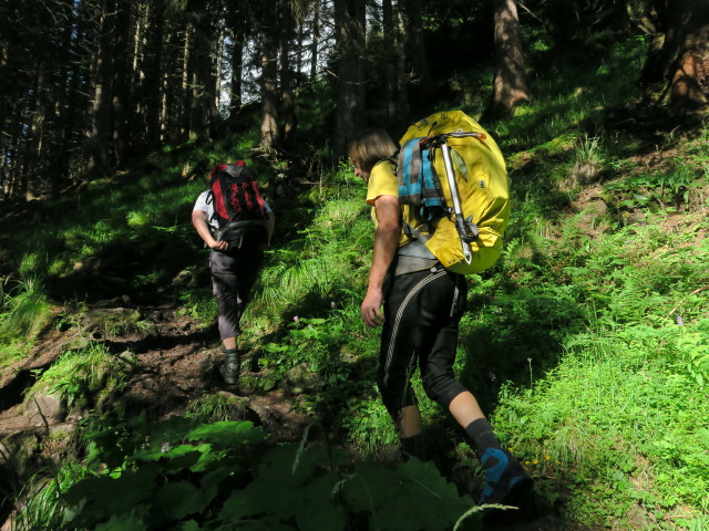 Erich und J&ouml;rg am Weg 133 im Falbesoner Wald (29. Juli)