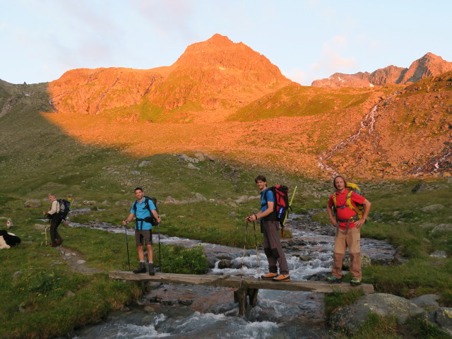 Klaus, Dirk, Thorsten und J&ouml;rg am Weg 131 zwischen H&ouml;llenrachen und Berglastal (30. Juli)