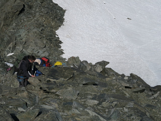 Dirk, Thorsten und J&ouml;rg in der Oberen H&ouml;lltalscharte, 3.247 m (30. Juli)