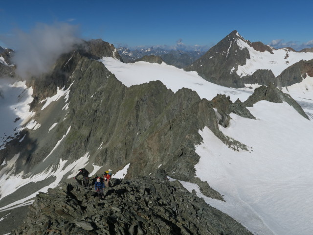 Dirk, Thorsten und J&ouml;rg zwischen Oberer H&ouml;lltalscharte und Ruderhofspitze (30. Juli)