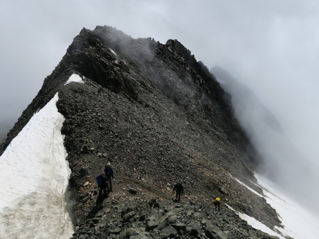 Klaus, Thorsten, Dirk und J&ouml;rg zwischen Oberer H&ouml;lltalscharte und Ruderhofspitze (30. Juli)