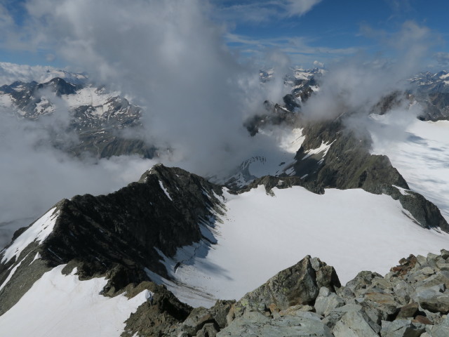 Obere Hölltalscharte von der Ruderhofspitze aus (30. Juli)