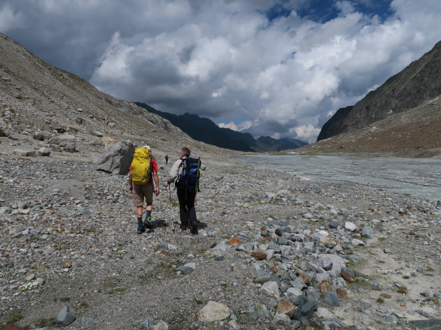 J&ouml;rg, Dirk und Klaus am Weg 131 zwischen Alpeiner Ferner und Berglastal (30. Juli)