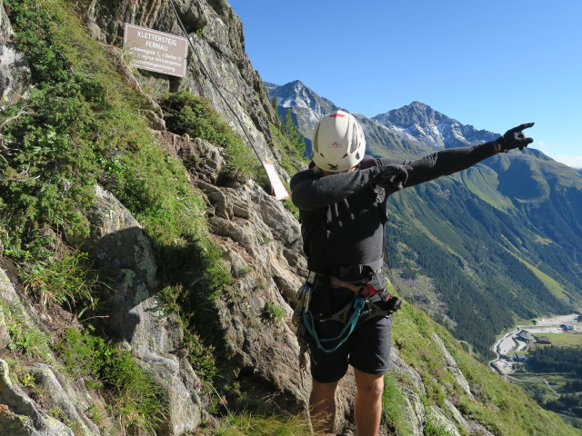 Fernau-Klettersteig: Christoph beim Einstieg (13. Aug.)