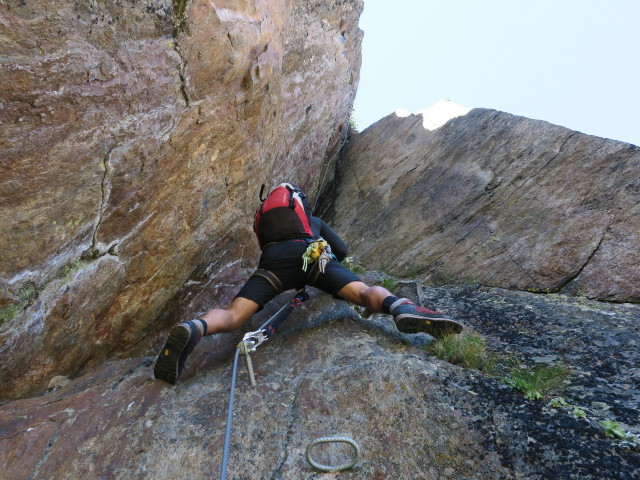 Fernau-Express-Klettersteig: Christoph im Kamin (13. Aug.)