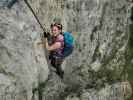 Pittentaler Klettersteig: Sabine in der zweiten Querung