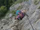 Pittentaler Klettersteig: Sabine in der Schlüsselstelle