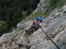 Pittentaler Klettersteig: Sabine in der Schlüsselstelle