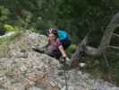 Pittentaler Klettersteig: Sabine nach der Schlüsselstelle