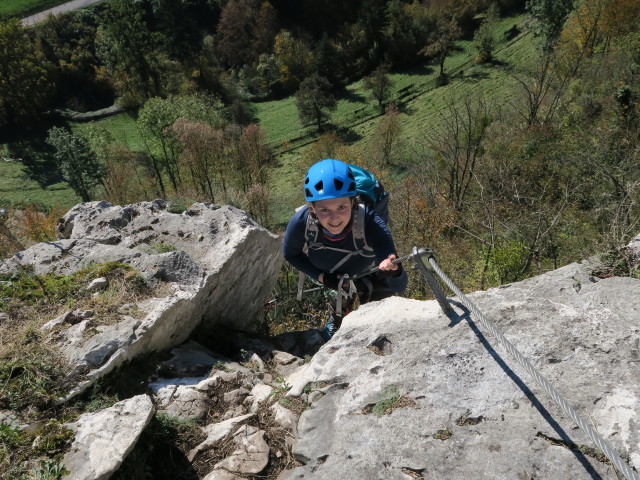 Hetschi-Klettersteig: Sabine im Ausstieg