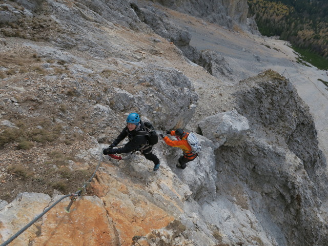 Königschusswand-Klettersteig: Irene und Erich im unteren Teil