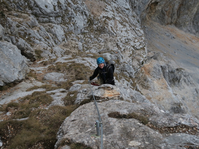 Königschusswand-Klettersteig: Irene im oberen Teil