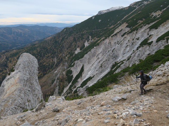 Christiane am Holzknechtsteig zwischen Schröckenfuchskreuz und Königschusswand-Klettersteig