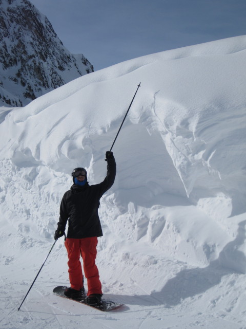 Markus bei der Bergstation des Télésiège Crozats, 2.377 m (9. März)