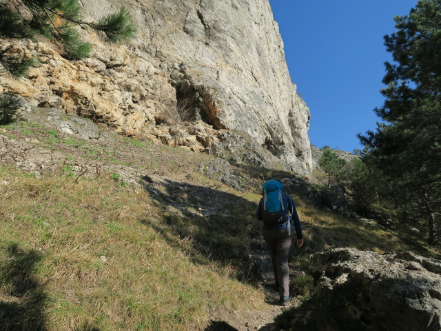 Sabine zwischen Pitten und Pittentaler Klettersteig