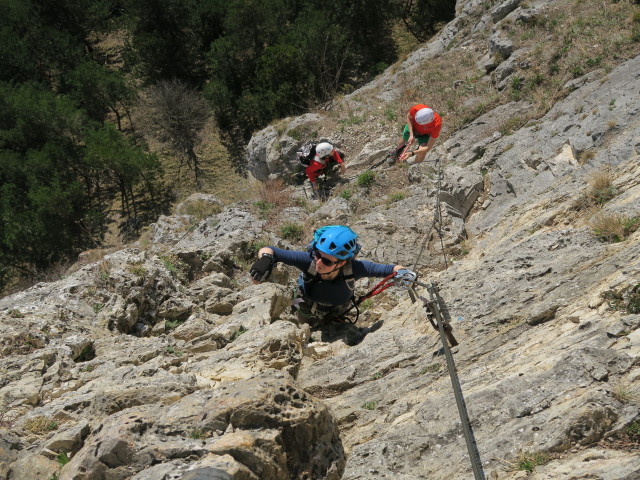 Pittentaler Klettersteig: Sabine in der Schlüsselstelle