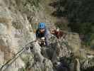 Pittentaler Klettersteig: Sabine zwischen ersten und zweiter Querung