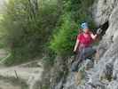 Gumpoldskirchner Klettersteig: Sabine in der linken Variante