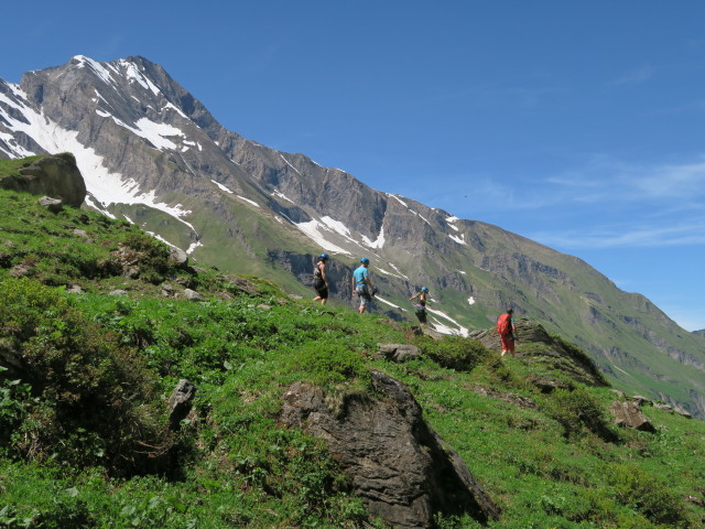 Christina, Hans, Leonie und Markus zwischen Mooserboden und Klettersteig 'MoBo 107'