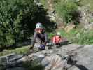 Kölnbrein-Klettersteig: Irmgard und Edith im linken Einstieg