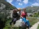 Kölnbrein-Klettersteig: Irmgard, ich und Edith beim Ausstieg