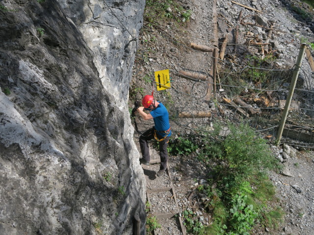 Übungs-Klettersteig: Werner beim Ausstieg