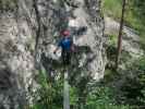 Übungs-Klettersteig: Werner auf der Brücke