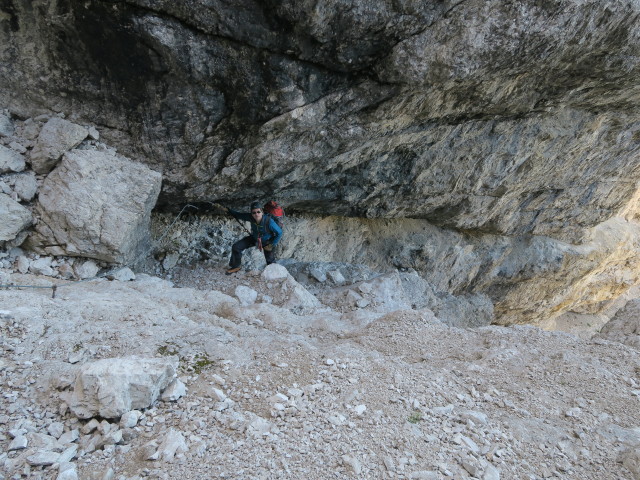 Via Ferrata Severino Casara: Ronald zwischen Kriechband und Hängebrücke (16. Juli)