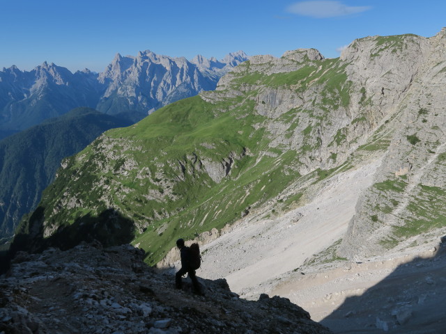 Via Ferrata Severino Casara: Ronald zwischen Kriechband und Hängebrücke (16. Juli)