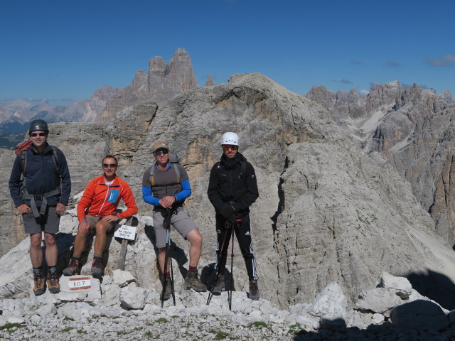 Ronald, ich, Aaron und Armin in der Forcella de l'Agnel, 2.567 m (16. Juli)