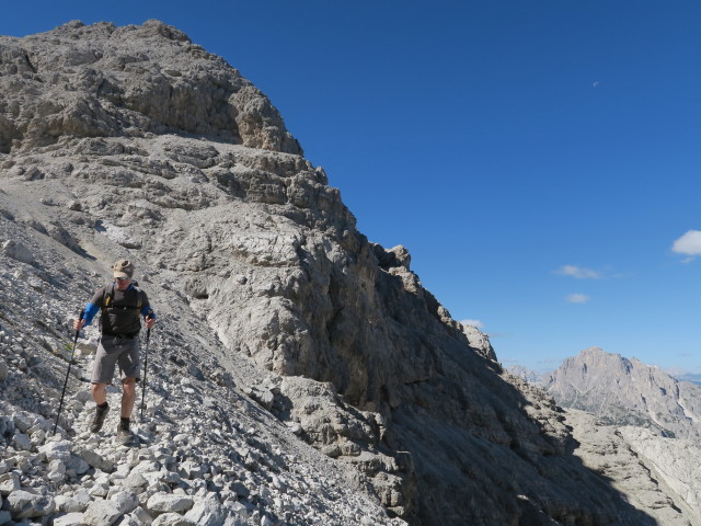 Aaron am Weg 107 zwischen Forcella de l'Agnel und Zwölferscharte (16. Juli)