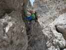 Via Ferrata Zandonella Sud: Aaron auf der unteren Leiter (15. Juli)