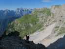 Via Ferrata Severino Casara: Ronald zwischen Kriechband und Hängebrücke (16. Juli)