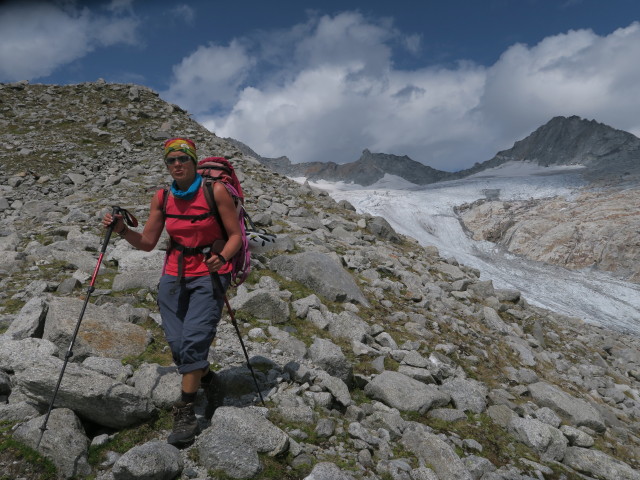 Gudrun zwischen &Ouml;stlichem Neveser Ferner und Am M&ouml;sele (26. Aug.)