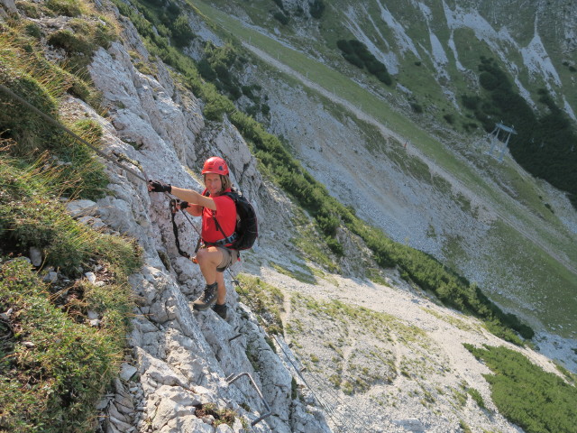 Heli-Kraft-Klettersteig: Jörg zwischen Riesenleiter und 1. Seilbrücke (8. Sep.)