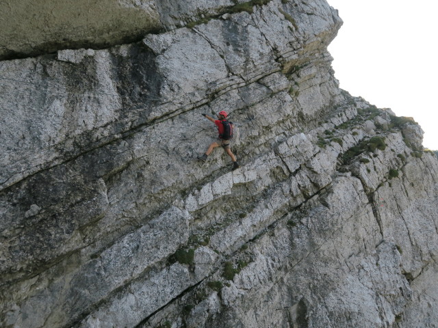 Heli-Kraft-Klettersteig: Jörg zwischen Riesenleiter und 1. Seilbrücke (8. Sep.)