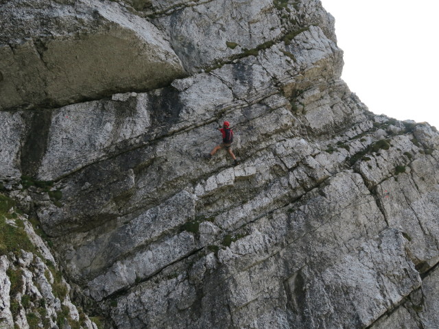 Heli-Kraft-Klettersteig: Jörg zwischen Riesenleiter und 1. Seilbrücke (8. Sep.)