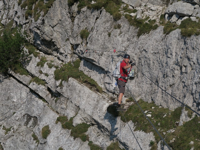 Heli-Kraft-Klettersteig: Erich auf der 1. Seilbrücke (8. Sep.)